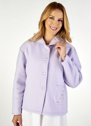 Slenderella Embroidered Button Up Bed Jacket